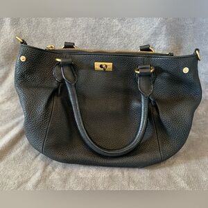 J. Crew Elegant Black Pebbled Leather Handbag